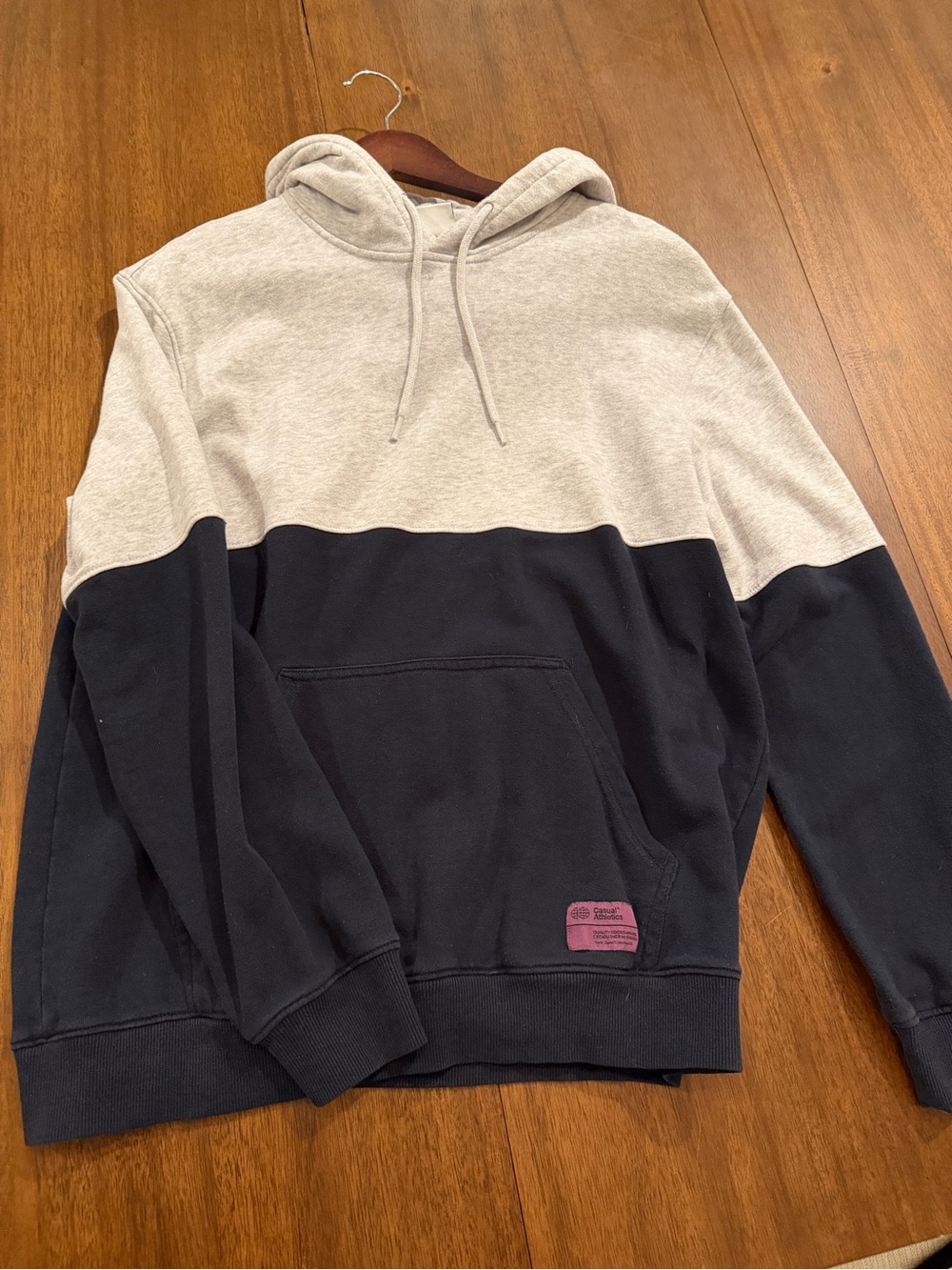 Two-Tone Gray and Black Colorblock Men's Streetwear Hoodie Sweatshirt